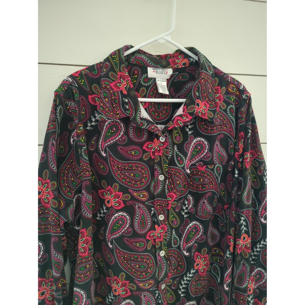 Main Street blues 1X spandex blend long sleeve suede top holiday Paisley fall